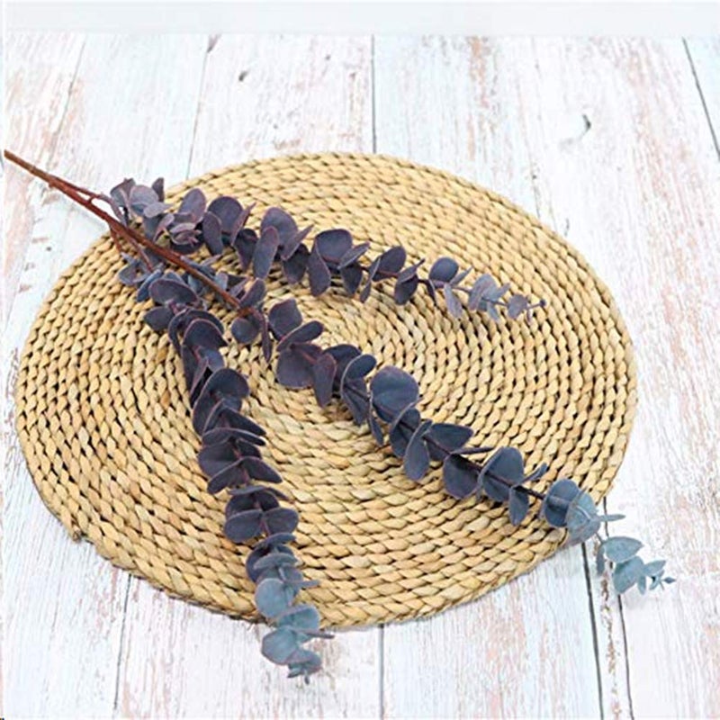 FuleHouzz 5 Pcs Soft Touch Artificial Eucalyptus Leaves Spray Fake Silver Dollar Greenery Stems for Home Wedding Floral Arrangement, Blue - Image 1
